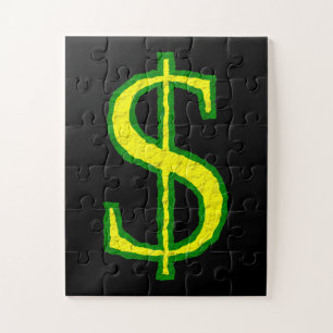 Symbool voor groene en gele dollar legpuzzel