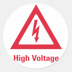 Symbool voor hoogspanningsgevaar ronde sticker