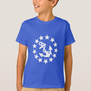 Symbool voor jachtvlag Anchor sterren op blauw T-shirt