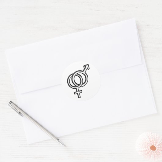 Symbool voor Man en Vrouw Ronde Sticker (Envelop)