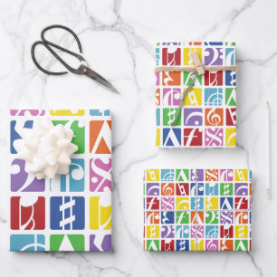 Symbool voor muziek van Bright Pop Art Colors Inpakpapier Vel