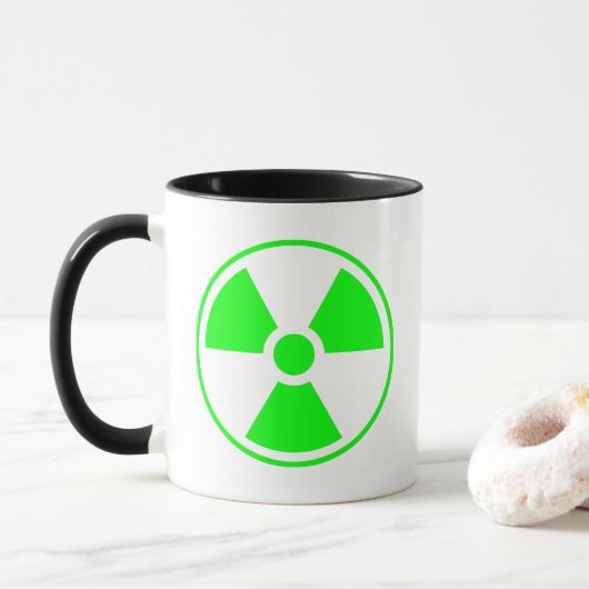 Symbool voor nucleaire radioactieve straling in gr mok (Met donut)
