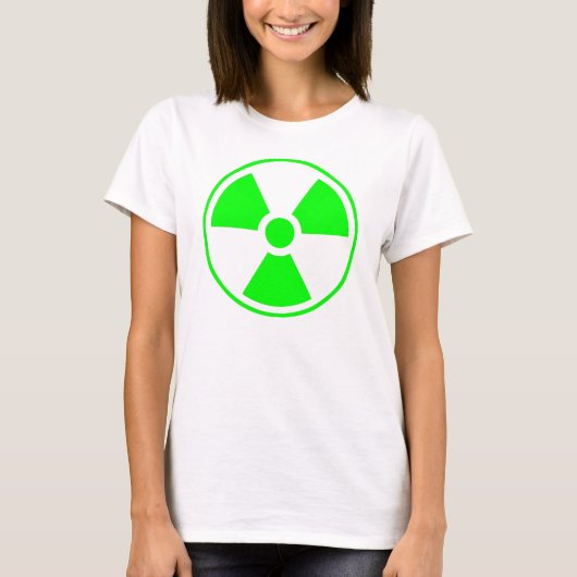 Symbool voor nucleaire radioactieve straling in gr t-shirt (Voorkant)