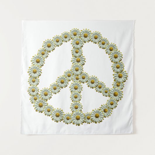 Symbool voor PEACE - Hippie Flower Daisy Wreate Wandkleed (Voorkant)