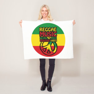 Symbool voor Reggae en Vrede met positieve quotes Fleece Deken