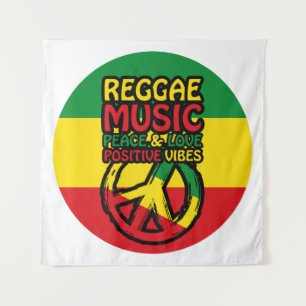 Symbool voor Reggae en Vrede met positieve quotes Wandkleed
