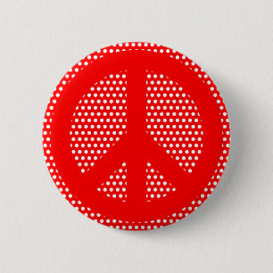 Symbool voor rode en witte vrede ronde button 5,7 cm