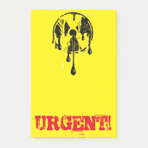 Symbool voor stralingsgevaar bij nucleaire meltdow post-it® notes