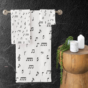 Symbool voor zwart-wit muzieknoten bad handdoek