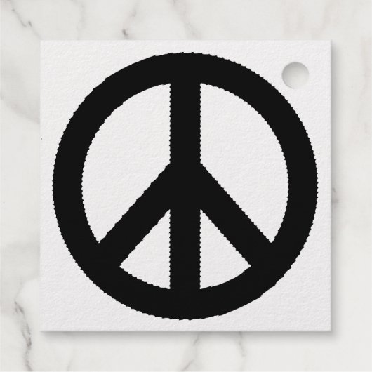 Symbool voor zwart wit vredessymbool bedankjes labels (Achterkant)