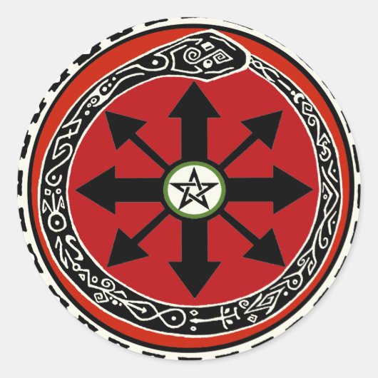 Symbool Witchcraft voor Chaos Ronde Sticker (Voorkant)