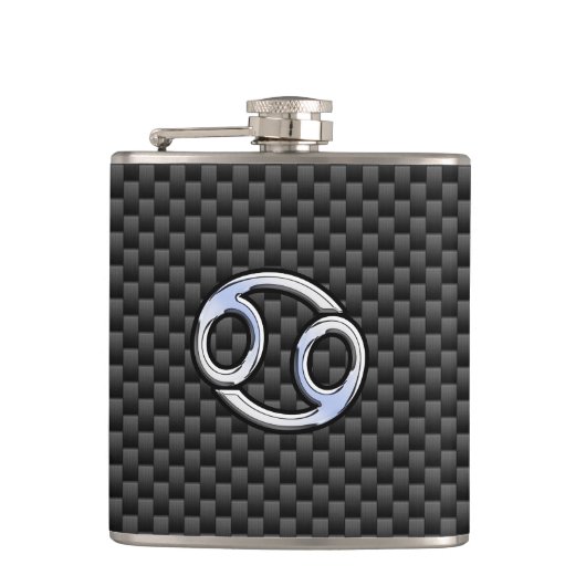 Symbool zwart symbool zwarte koolstofvezel afdrukk heupfles (Voorkant)