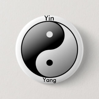 Symboolknop Yin Yang (zwart) Ronde Button 5,7 Cm