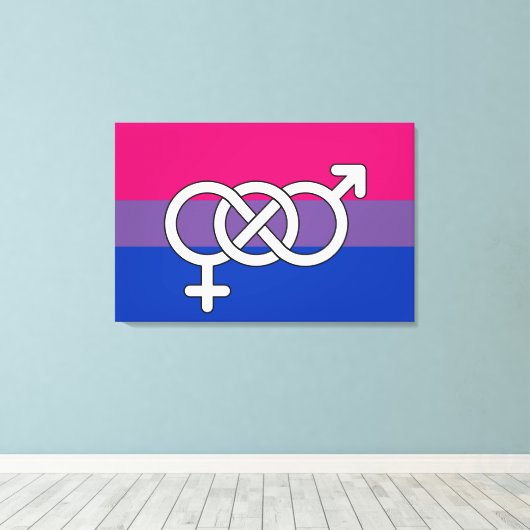 Symboolmarkering op basis van bisexual Pride Canvas Afdruk (Insitu (Houten vloer))