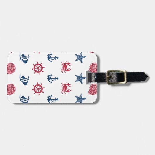 Symboolpatroon rood wit en blauw Zee Bagagelabel (Voorkant horizontaal)