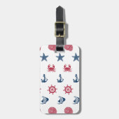 Symboolpatroon rood wit en blauw Zee Bagagelabel (Voorkant verticaal)