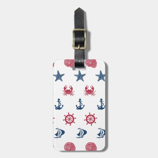 Symboolpatroon rood wit en blauw Zee Bagagelabel (Voorkant verticaal)