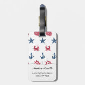 Symboolpatroon rood wit en blauw Zee Bagagelabel (Achterkant verticaal)