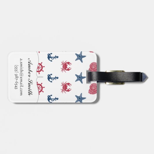 Symboolpatroon rood wit en blauw Zee Bagagelabel (Achterkant horizontaal)
