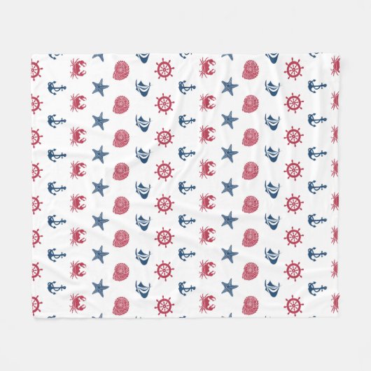 Symboolpatroon rood wit en blauw Zee Fleece Deken (Voorkant (Horizontaal))