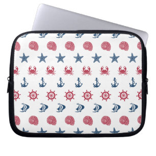 Symboolpatroon rood wit en blauw Zee Laptop Sleeve