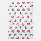 Symboolpatroon rood wit en blauw Zee Theedoek (Verticaal)