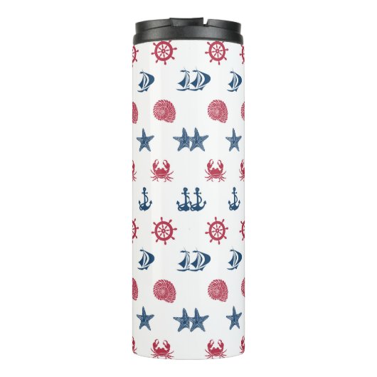 Symboolpatroon rood wit en blauw Zee Thermosbeker (Achterkant)