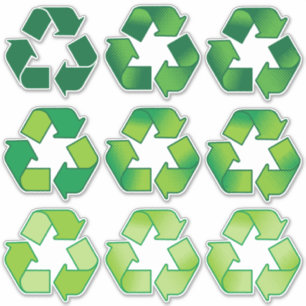 Symboolsettellers voor recycling sticker