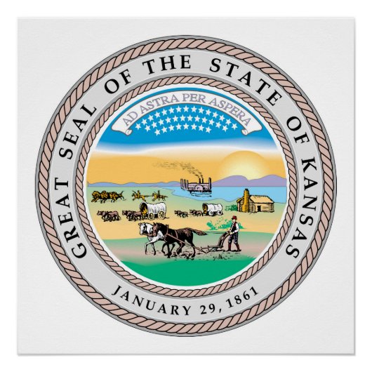 Symboolvlag Kansas staat-zeehond-amerika Perfect Poster (Voorkant)