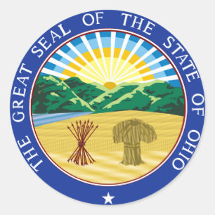 Symboolvlag Ohio staatszegelamerica Ronde Sticker