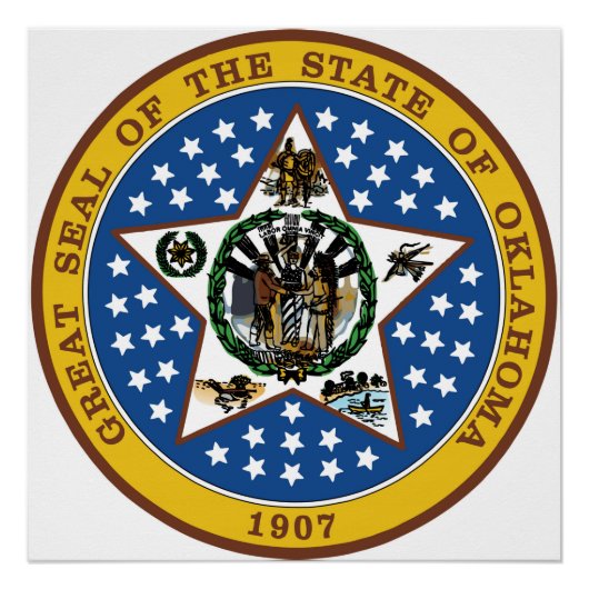Symboolvlag Oklahoma staat van Amerikaanse staat Perfect Poster (Voorkant)
