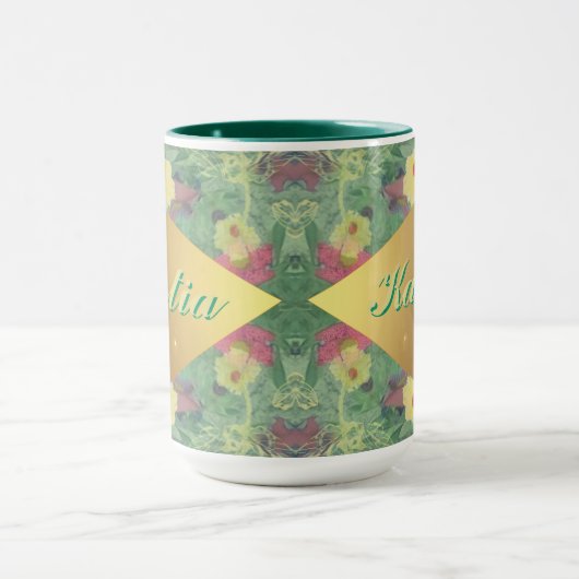 Symétrie florale avec nom Mug (Centre)