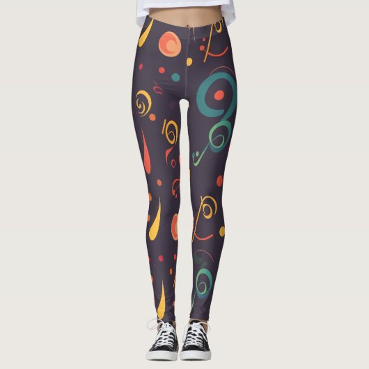 Symfonie abstracte muzieknotitie leggings (Voorkant)