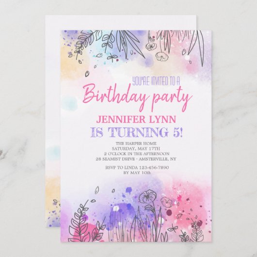 Symfonie van kleuruitnodiging kaart (Voorkant / Achterkant)