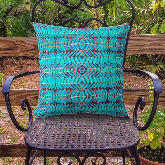 Symfonie van Leaves, Aqua Buitenkussen (Creator heeft geüpload)