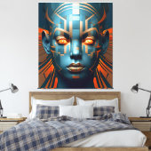 Symfonie van Vormen: Abstract Vrouwengezicht Canvas Afdruk (Insitu (Slaapkamer))
