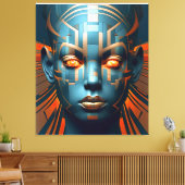 Symfonie van Vormen: Abstract Vrouwengezicht Canvas Afdruk (Insitu (Woonkamer))