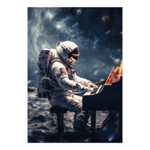Symfonie voor de sterren Piano op de maan Foto Afdruk