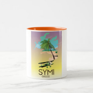 Symi Griekenland reisposter Tweekleurige Koffiemok