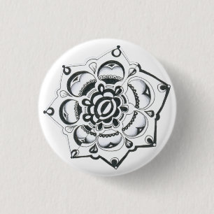 Symmetrie zwart-wit ronde button 3,2 cm