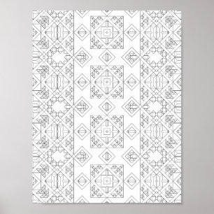Symmetrisch diamant tegel kleurplaat patroon kunst poster