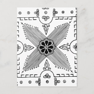 Symmetrisch Indonesisch patroon van textielventila Briefkaart