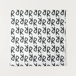Symmetrisch R Lijn Kunst T-Shirt, Minimalistische  Wandkleed