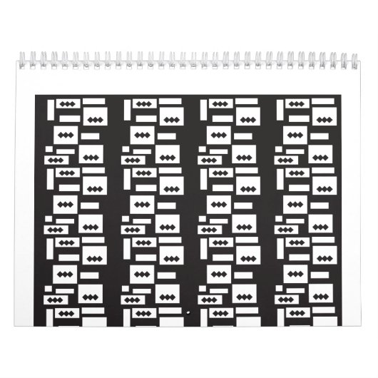 Symmetrisch wit geometrisch ontwerp met helder, he kalender (Hoes)