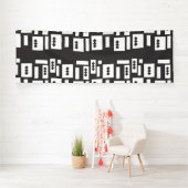 Symmetrisch wit geometrisch ontwerp met helder, he spandoek (Insitu)