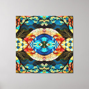 SYMMETRISCHE BOS JAPANSE KUNSTSTIJL CANVAS AFDRUK