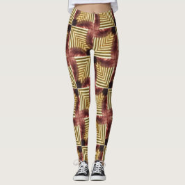 Symmetrische boxlijnen vierkant violet en goud leggings