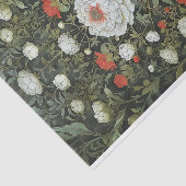 Symmetrische Elegante Witte Rode Bloemen Decoupage Tissuepapier (Detail)