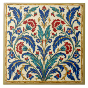 Symmetrische Iznik-bloemenschildering Tegeltje