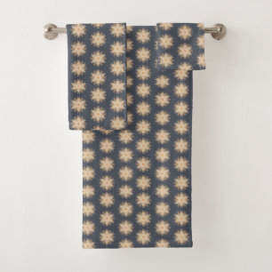 Symmetrische lijntrekking met aardse bruine kleure bad handdoek